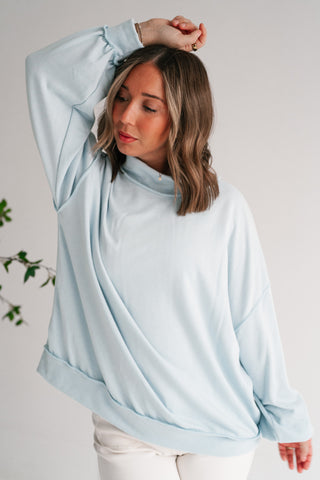 Timeless Touch Mock Neck Sweatshirt - Light Blue