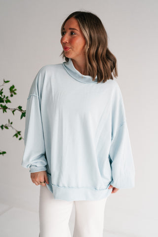 Timeless Touch Mock Neck Sweatshirt - Light Blue