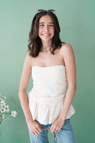 Honeyblossom Strapless Peplum Top