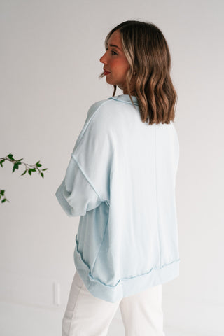 Timeless Touch Mock Neck Sweatshirt - Light Blue