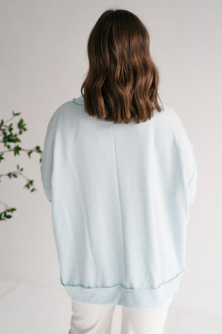 Timeless Touch Mock Neck Sweatshirt - Light Blue