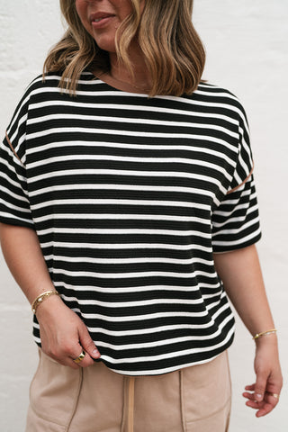 Daydreamer Contrast Stripe Tee - Black