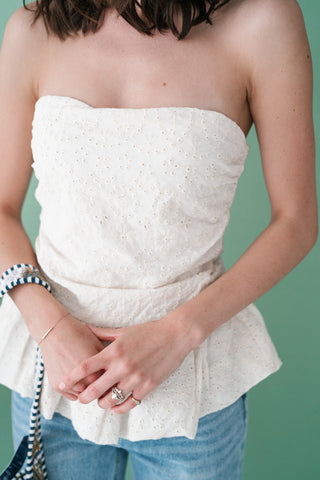 Honeyblossom Strapless Peplum Top
