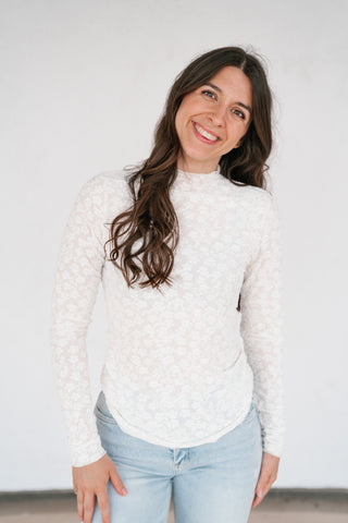Whimsical Textured Mock Neck Top