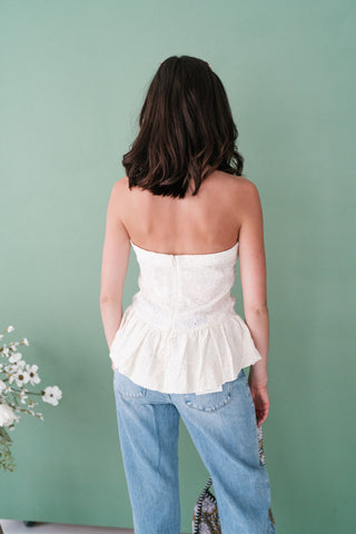 Honeyblossom Strapless Peplum Top