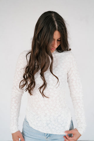 Whimsical Textured Mock Neck Top