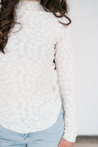 Whimsical Textured Mock Neck Top