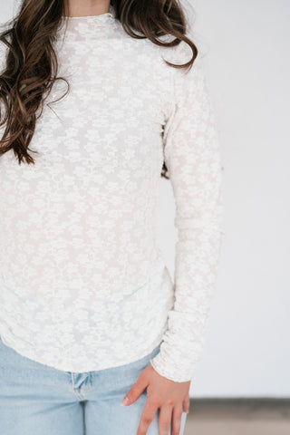 Whimsical Textured Mock Neck Top