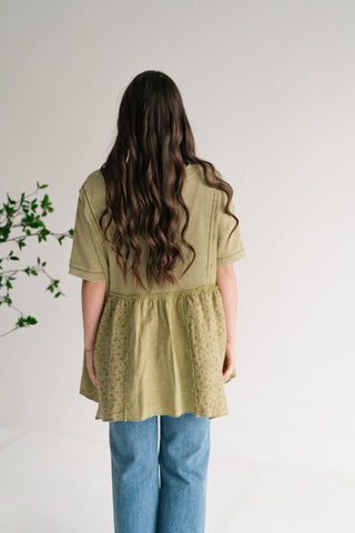 Calm Days Textured Babydoll Top - Sage Mist