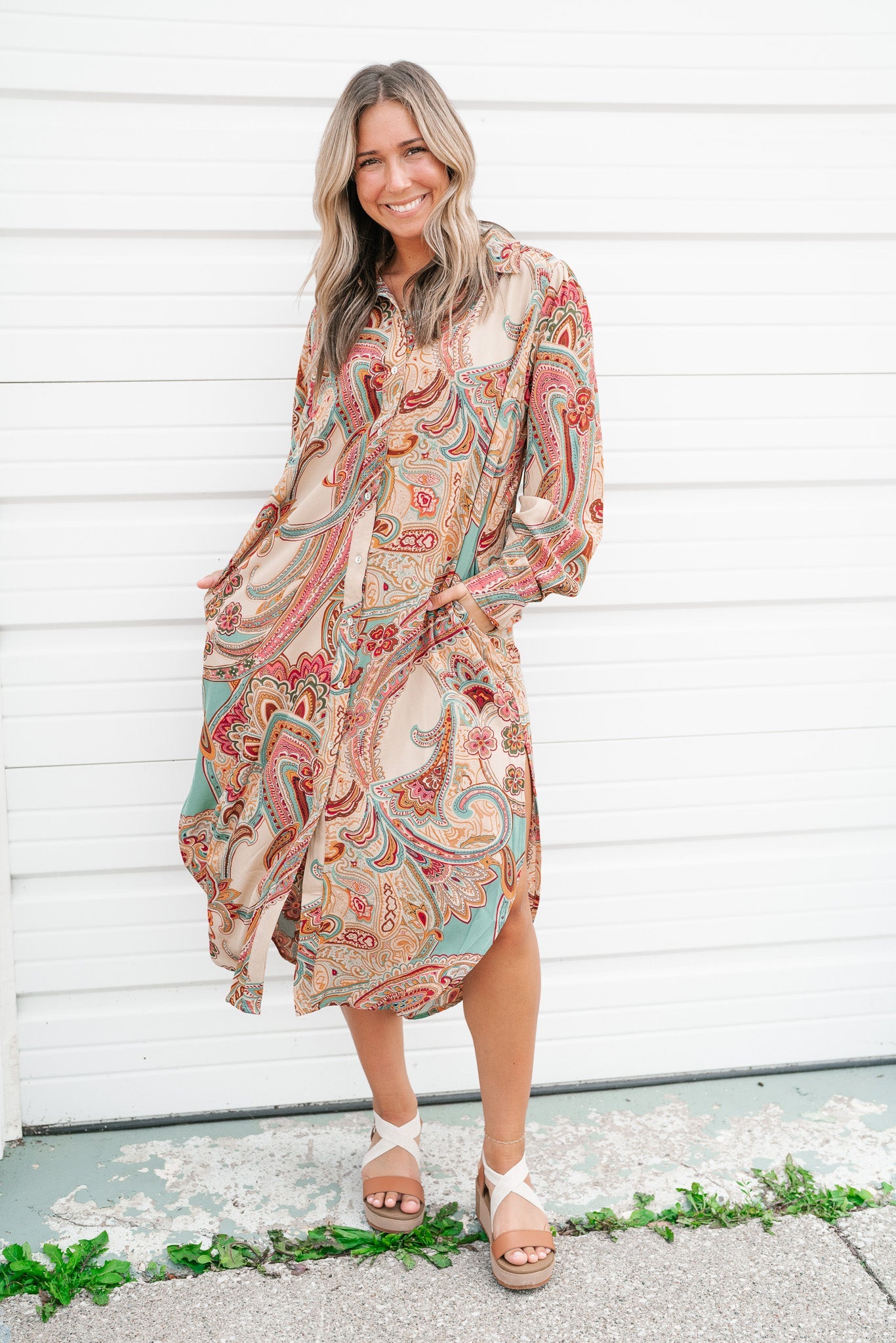 Serendipity Satin Button Down Dress