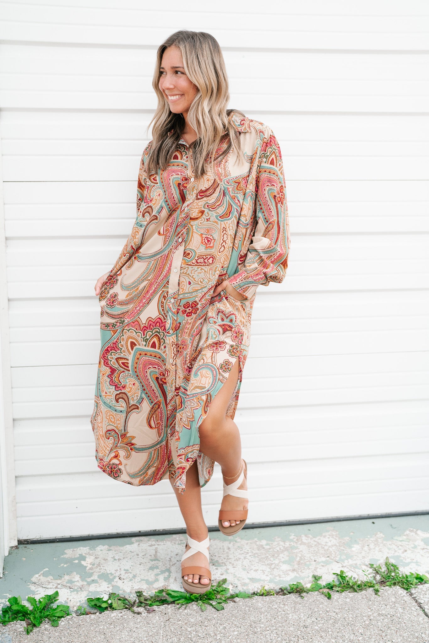 Serendipity Satin Button Down Dress