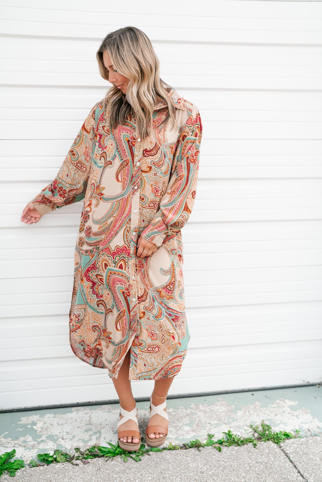 Serendipity Satin Button Down Dress