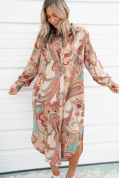 Serendipity Satin Button Down Dress