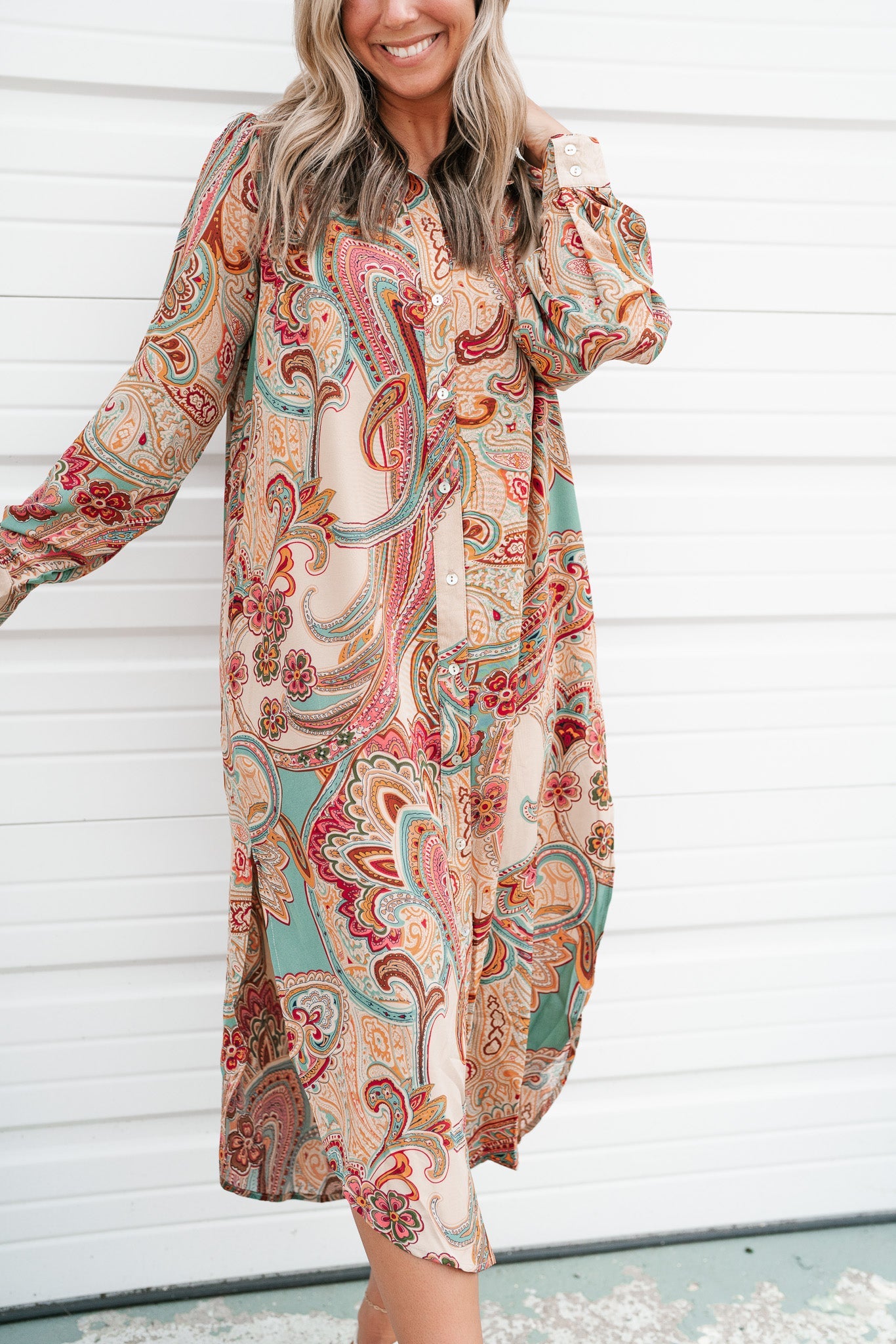 Serendipity Satin Button Down Dress