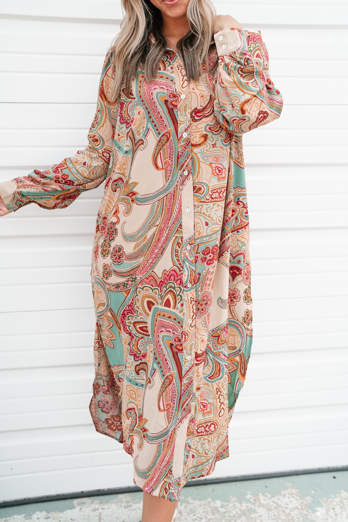 Serendipity Satin Button Down Dress