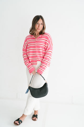 Petal Striped Knit Cardigan