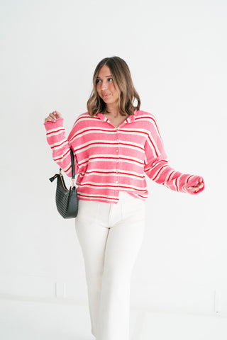 Petal Striped Knit Cardigan