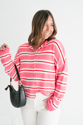 Petal Striped Knit Cardigan