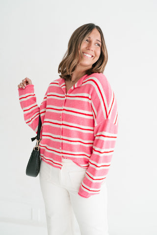 Petal Striped Knit Cardigan