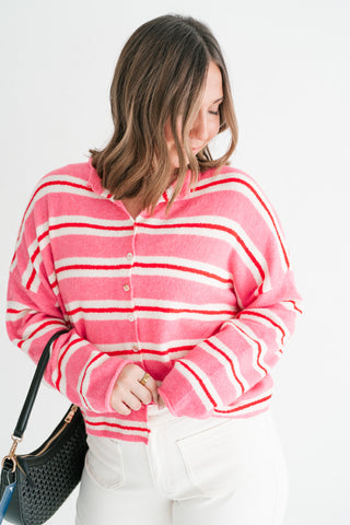 Petal Striped Knit Cardigan