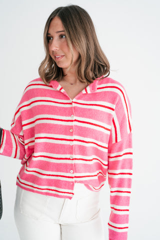 Petal Striped Knit Cardigan