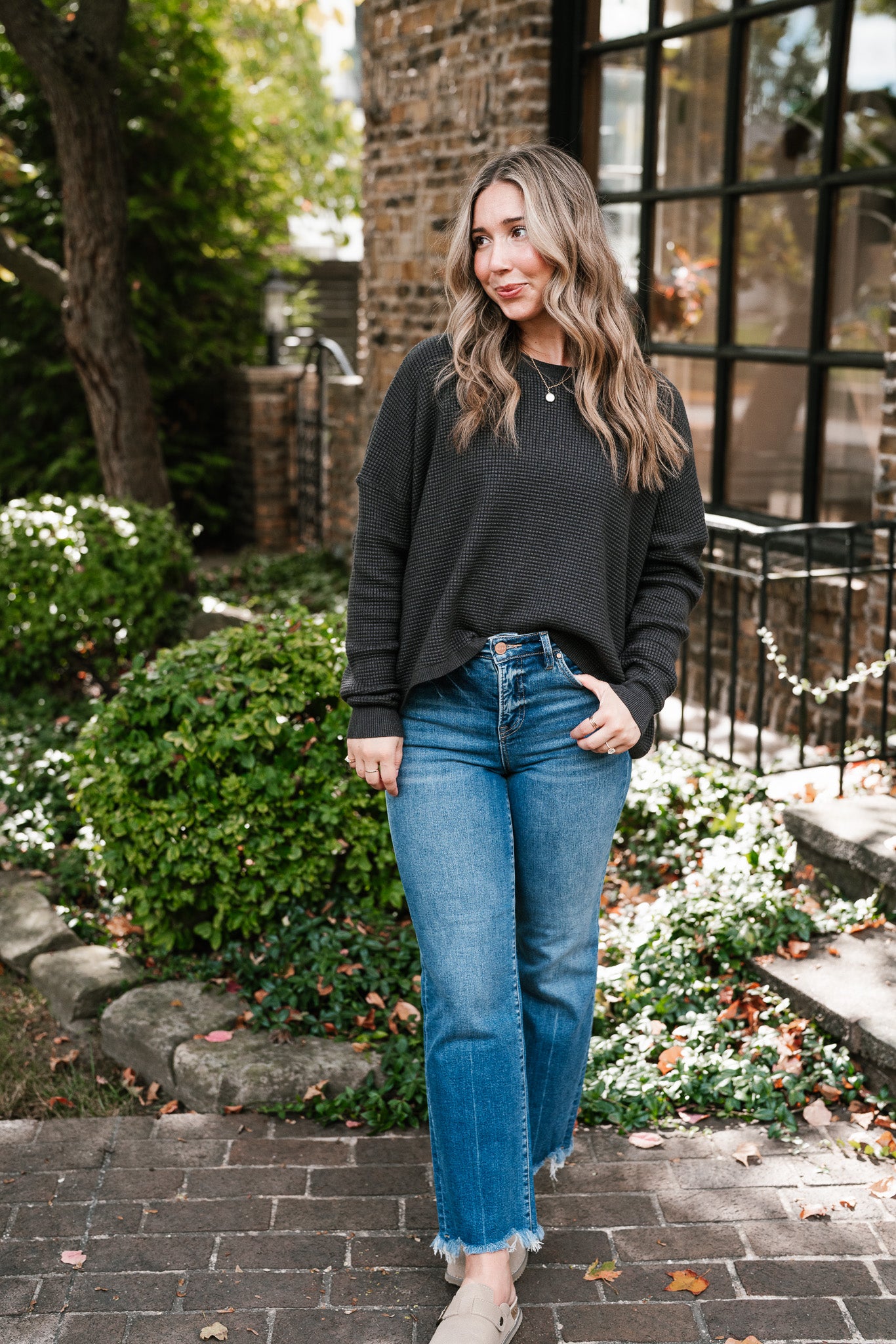 All Season Waffle Knit Sweater Top