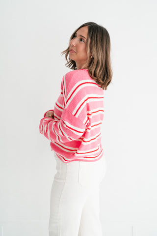 Petal Striped Knit Cardigan