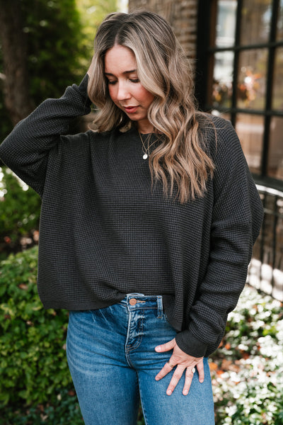 All Season Waffle Knit Sweater Top