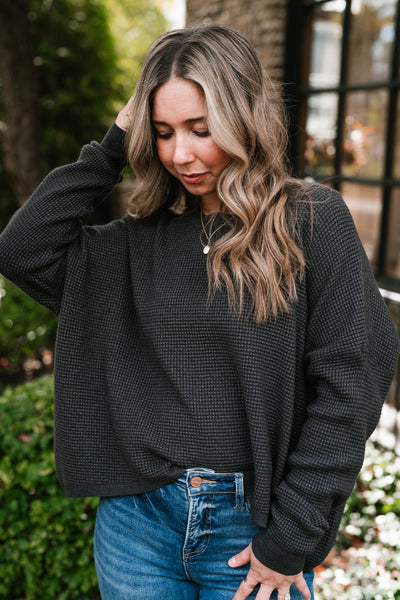 All Season Waffle Knit Sweater Top