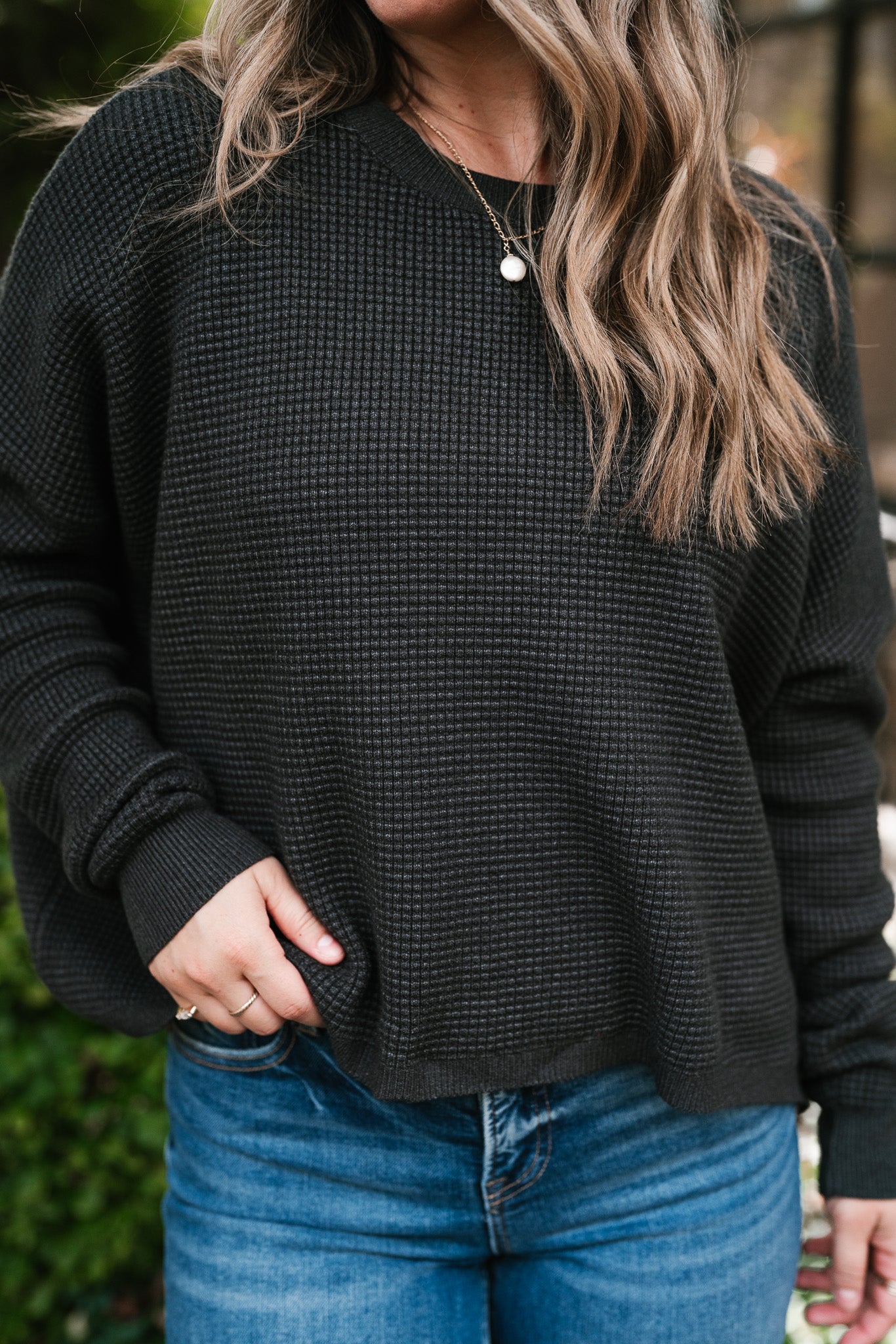 All Season Waffle Knit Sweater Top