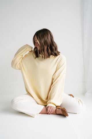 Timeless Touch Mock Neck Sweatshirt - Soft Yellow
