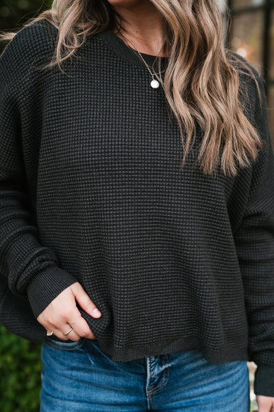 All Season Waffle Knit Sweater Top