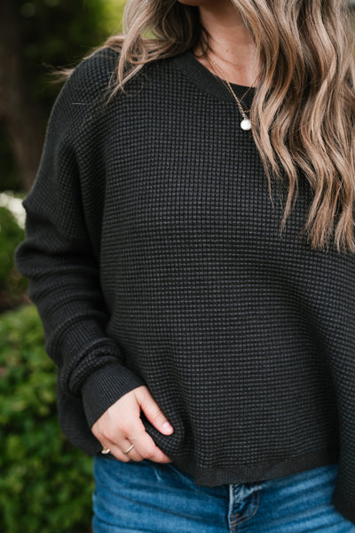 All Season Waffle Knit Sweater Top