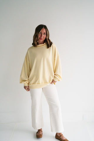 Timeless Touch Mock Neck Sweatshirt - Soft Yellow