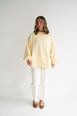 Timeless Touch Mock Neck Sweatshirt - Soft Yellow