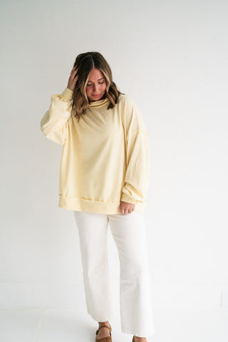 Timeless Touch Mock Neck Sweatshirt - Soft Yellow