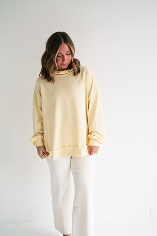 Timeless Touch Mock Neck Sweatshirt - Soft Yellow
