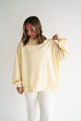 Timeless Touch Mock Neck Sweatshirt - Soft Yellow