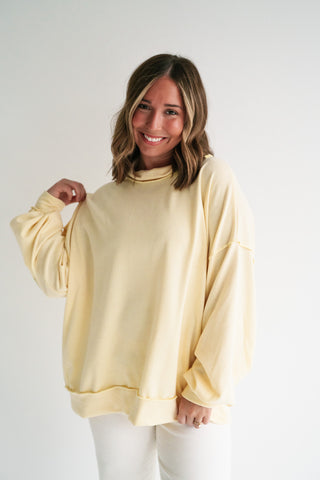 Timeless Touch Mock Neck Sweatshirt - Soft Yellow