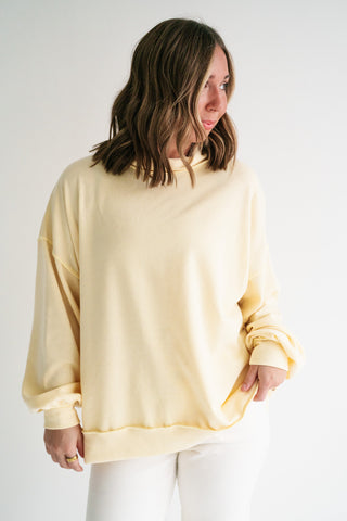 Timeless Touch Mock Neck Sweatshirt - Soft Yellow