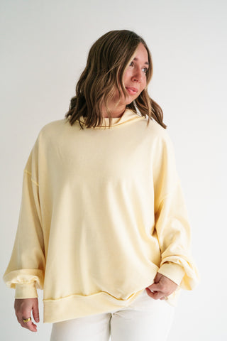 Timeless Touch Mock Neck Sweatshirt - Soft Yellow