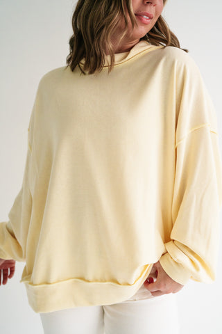 Timeless Touch Mock Neck Sweatshirt - Soft Yellow