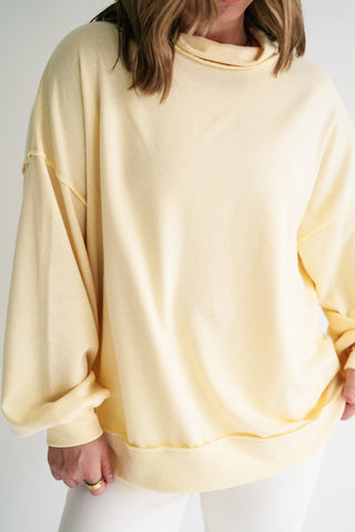 Timeless Touch Mock Neck Sweatshirt - Soft Yellow