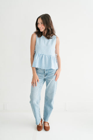 Garden Moments Gingham Peplum Top