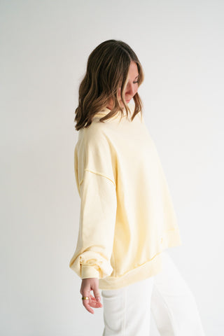 Timeless Touch Mock Neck Sweatshirt - Soft Yellow