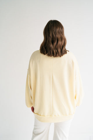 Timeless Touch Mock Neck Sweatshirt - Soft Yellow