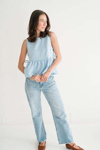 Garden Moments Gingham Peplum Top