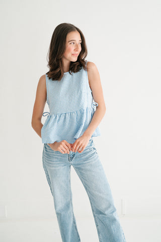 Garden Moments Gingham Peplum Top