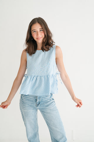 Garden Moments Gingham Peplum Top