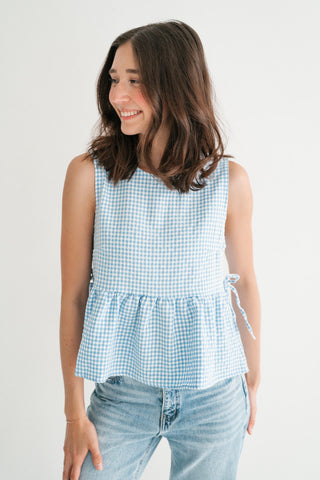 Garden Moments Gingham Peplum Top